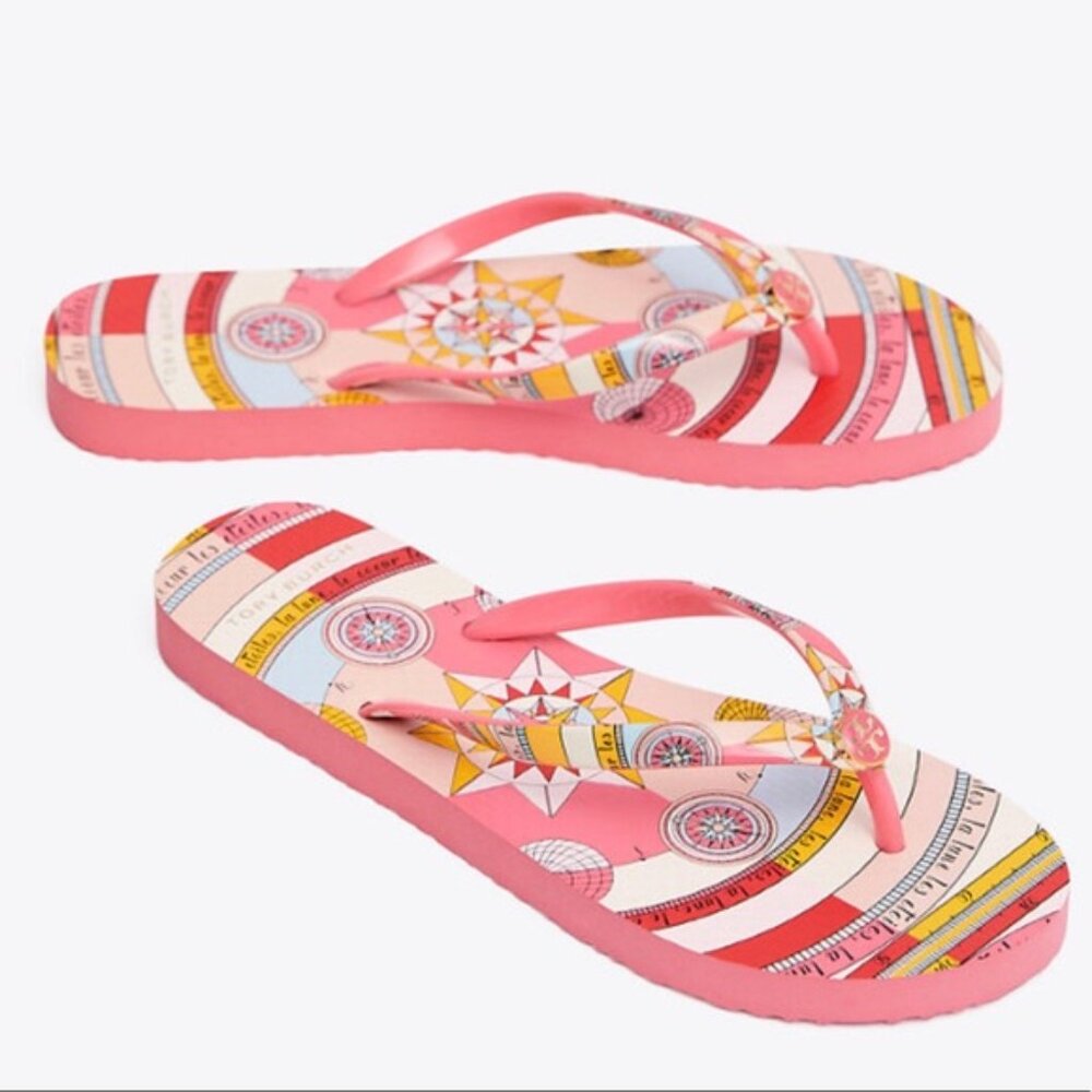 Tory Burch Pink and Red Starburst Sandals